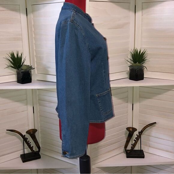 Orvis Vintage 90s clasic Blue Denim jeans Jacket blazer pockets button closure M - Picture 8 of 8